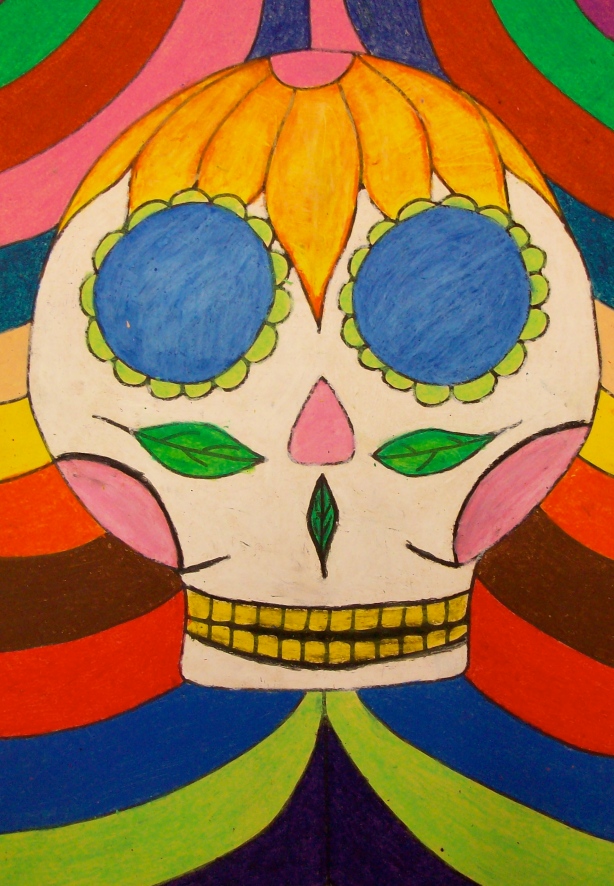 day of dead skull drawing. This drawing was suppose to